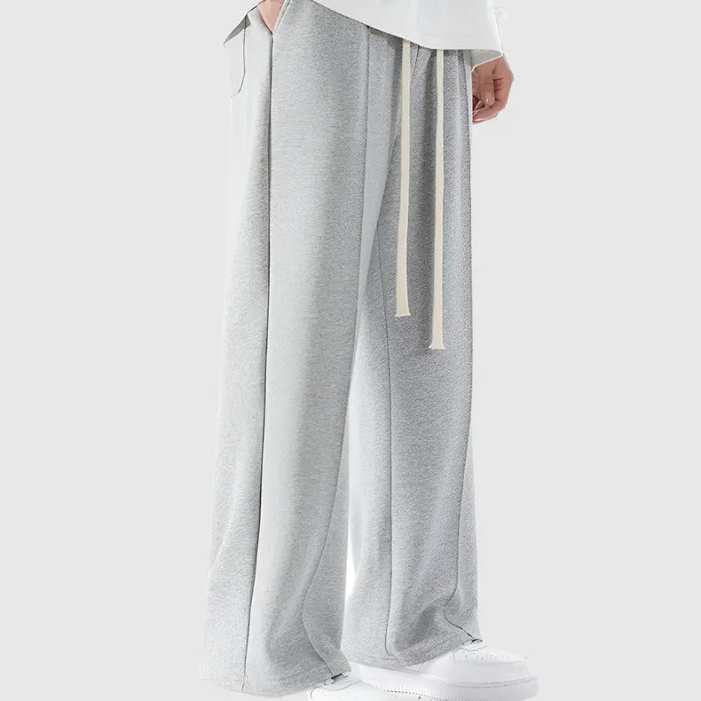 Men's Casual Pleat Stitching Loose Wide Straight Leg Pants