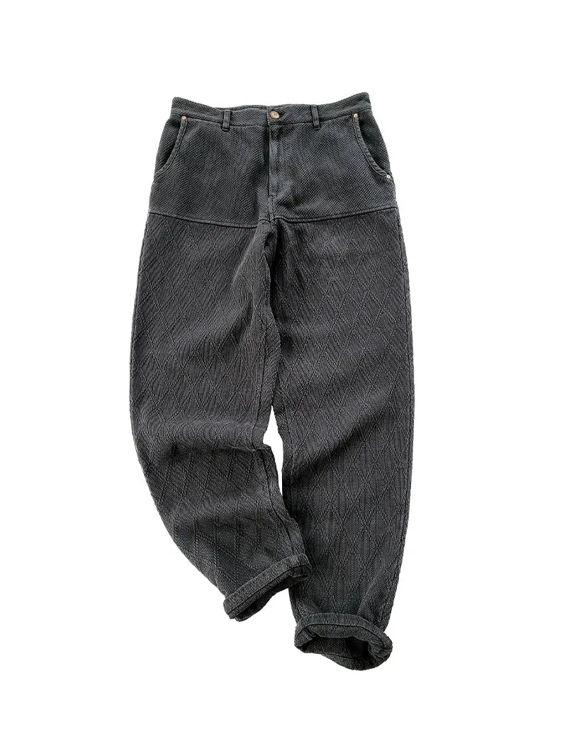 Men's Sashiko Tapered Pants - Loose Fit Japanese Style Trousers