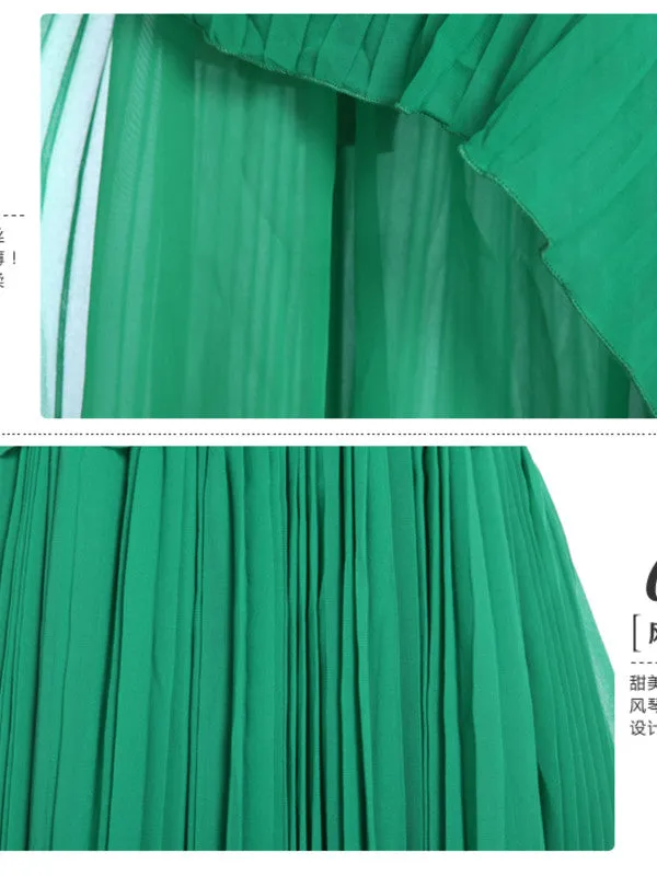 Mermaid tales pleated chiffon dress