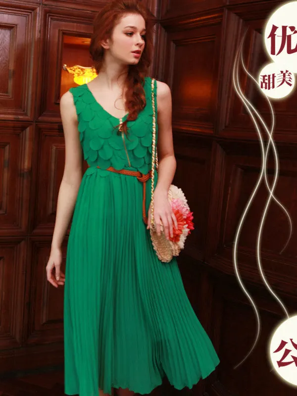 Mermaid tales pleated chiffon dress