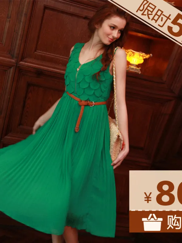 Mermaid tales pleated chiffon dress