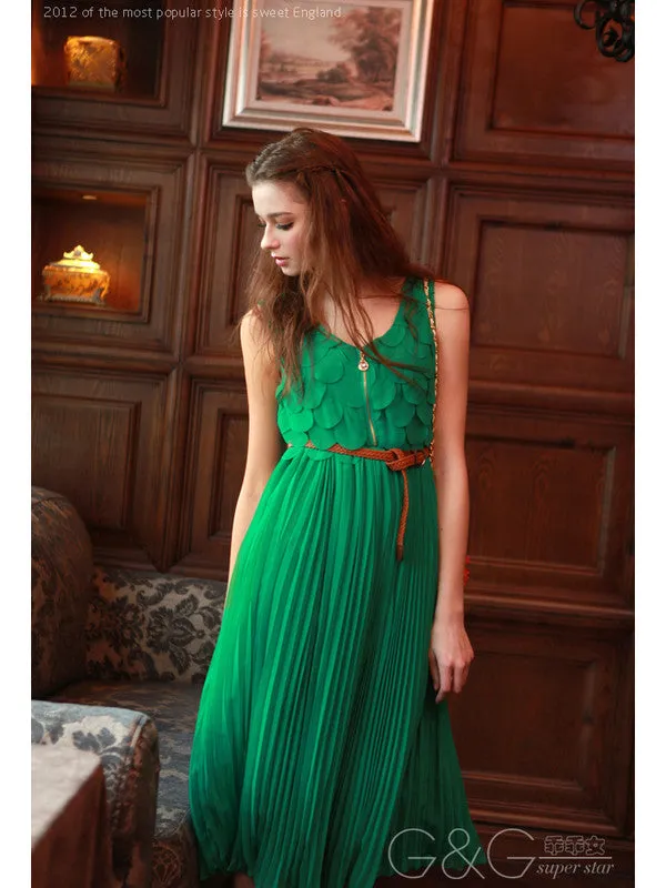 Mermaid tales pleated chiffon dress