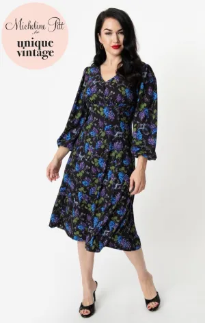 Micheline Pitt For Unique Vintage 1950s Style Floral & Origami Print Pris Swing Dress (4XL and 5XL ONLY)