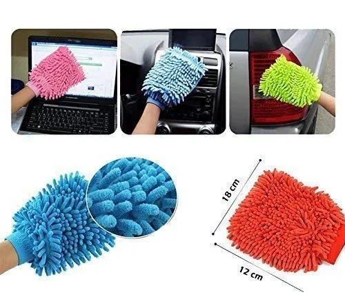 Microfiber Premium Wash Mitt Gloves Multipurpose House Car Glass LCD Cleaning Pack of 1