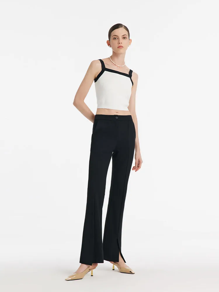 Mid-Rise Slit Micro-Flared Women Pants