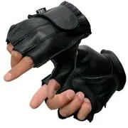 Milwaukee Leather SH850 Men's Black Leather Gel Padded Palm Fingerless Motorcycle Hand Gloves W/ Soft ‘Genuine USA Deerskin’