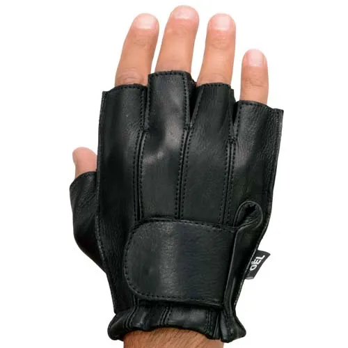 Milwaukee Leather SH850 Men's Black Leather Gel Padded Palm Fingerless Motorcycle Hand Gloves W/ Soft ‘Genuine USA Deerskin’