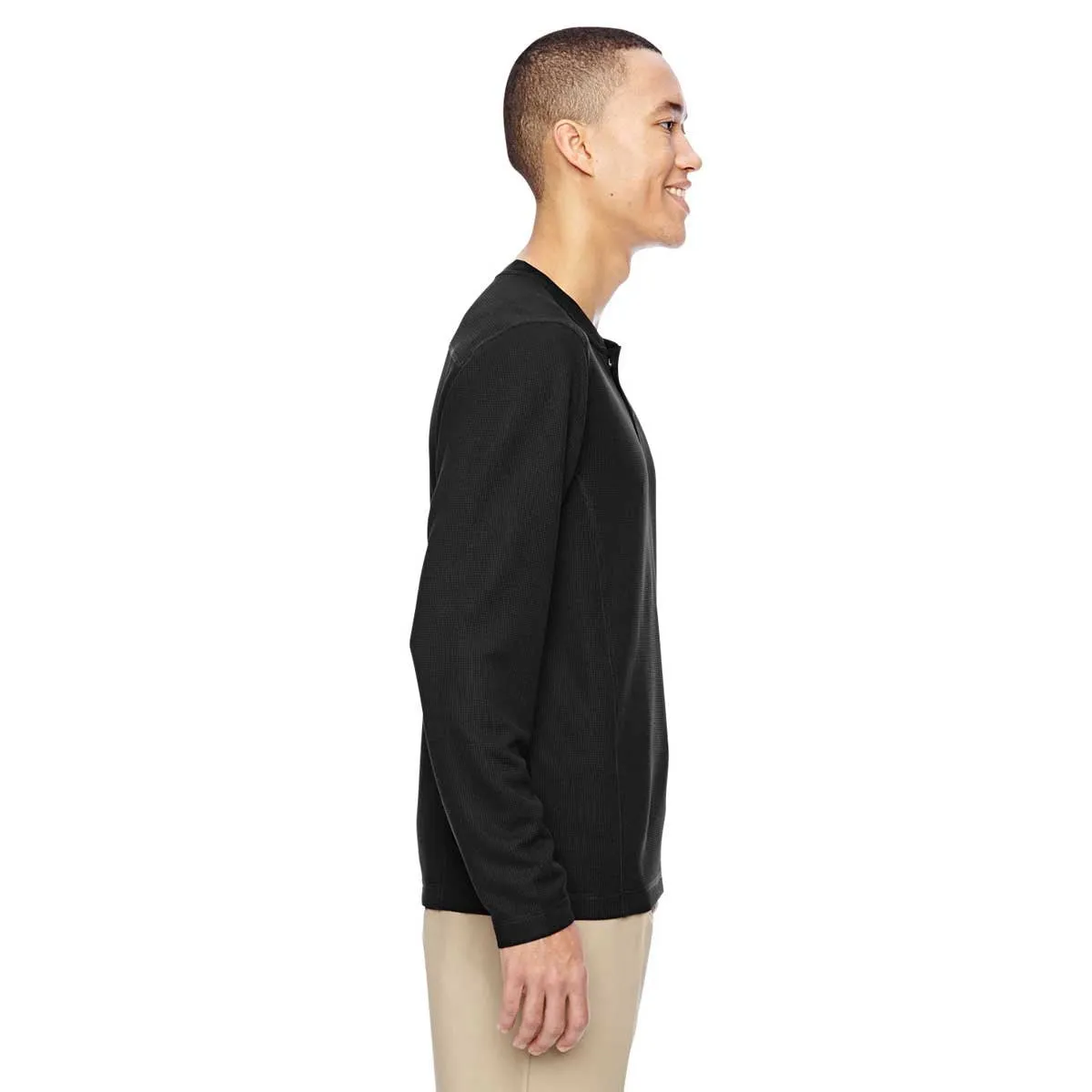 North End Men's Black Excursion Nomad Performance Waffle Henley