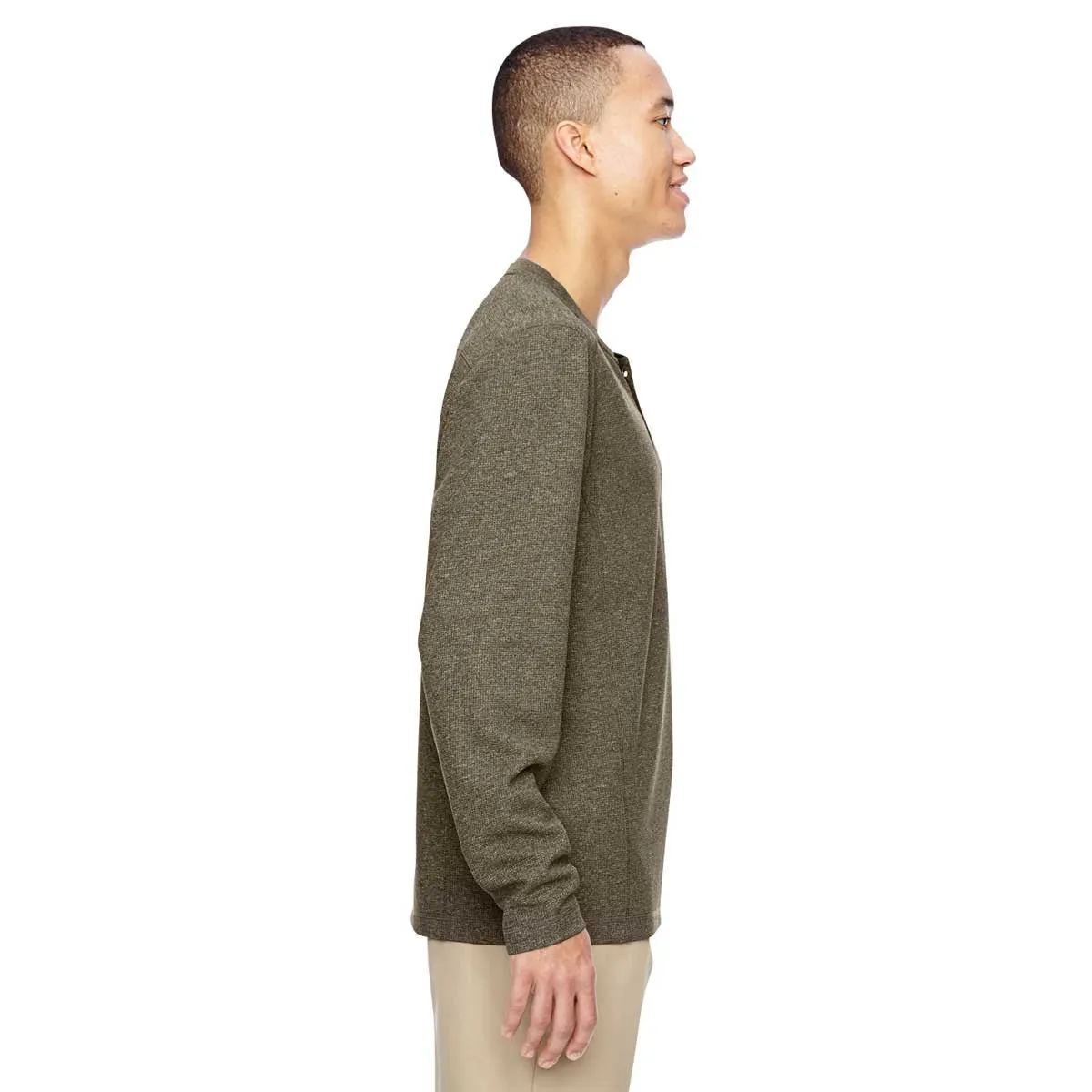 North End Men's Dark Oakmoss Excursion Nomad Performance Waffle Henley