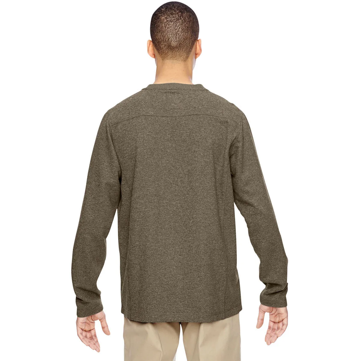 North End Men's Dark Oakmoss Excursion Nomad Performance Waffle Henley