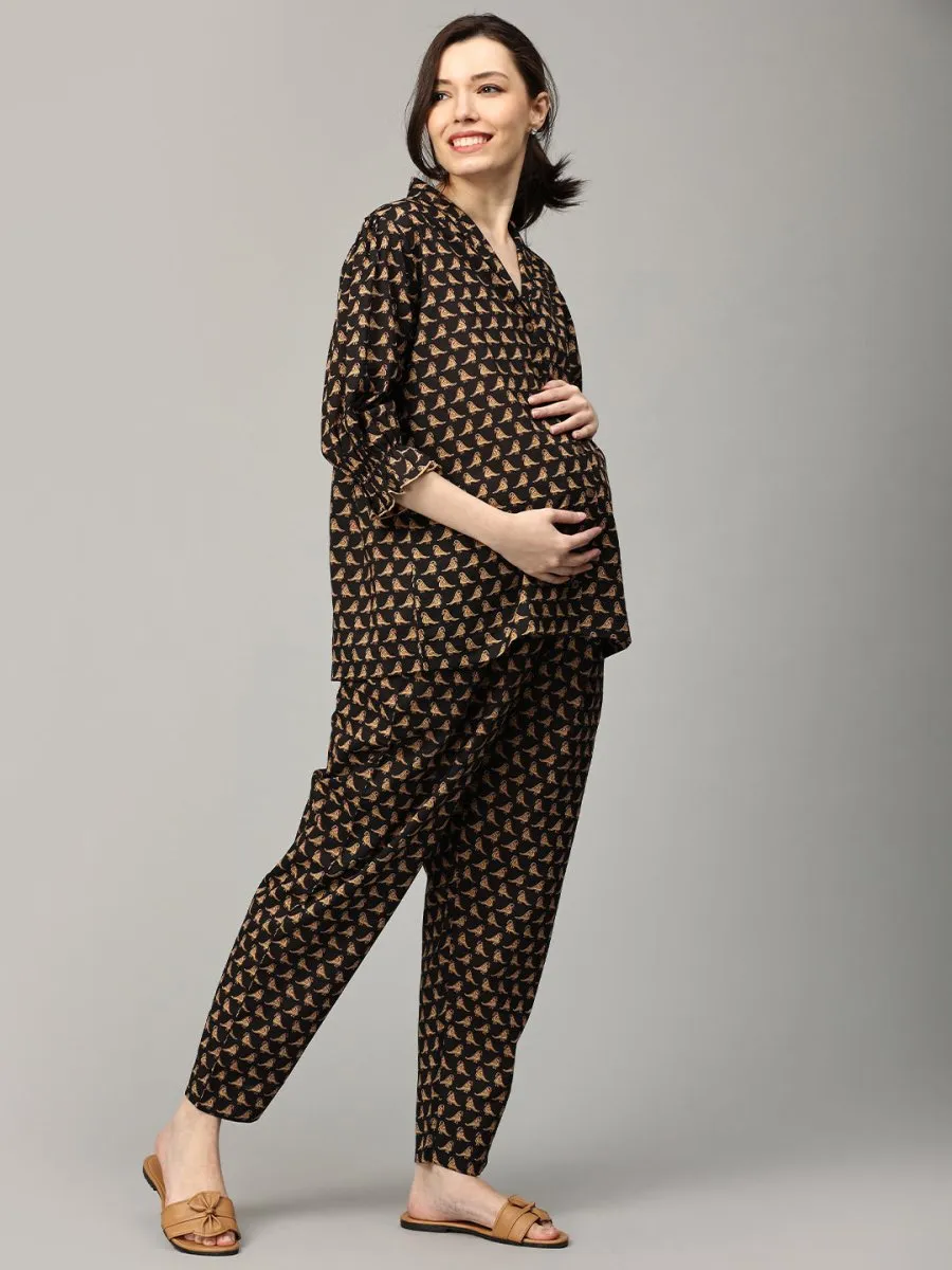 Onyx Sparrows Maternity and Nursing Nightwear Set