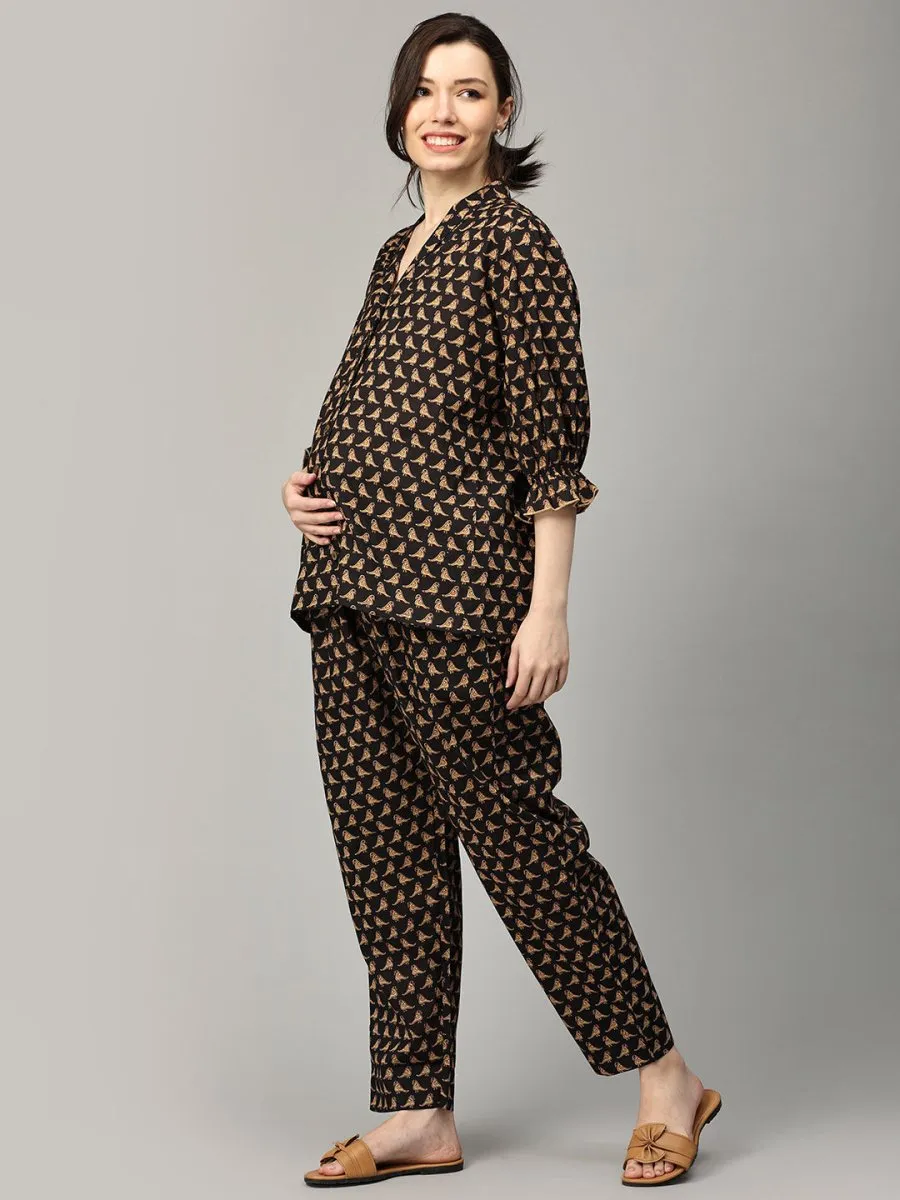 Onyx Sparrows Maternity and Nursing Nightwear Set