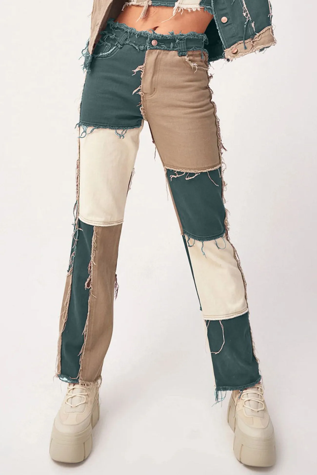 Paneled Straight-leg Jeans