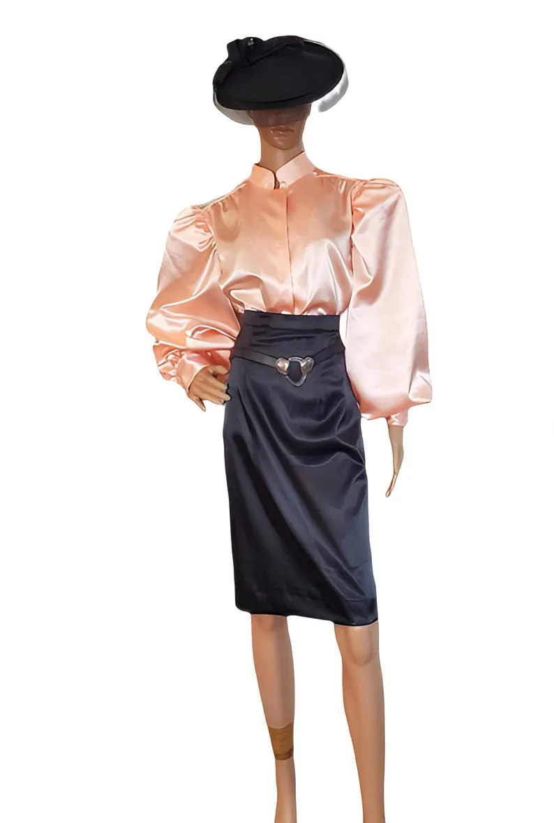 Pencil Satin Skirt With Elasticated Waisband