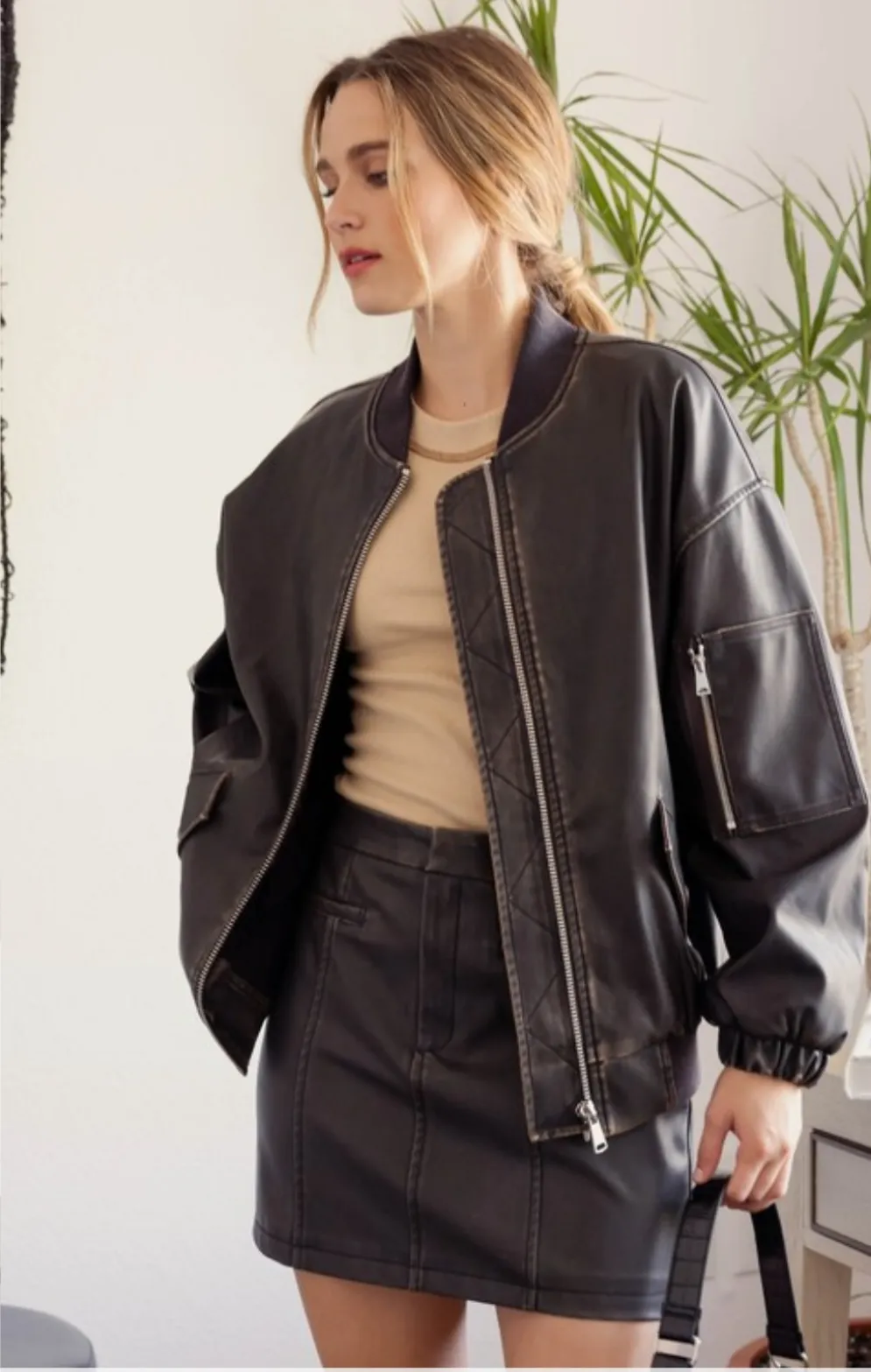 Phoenix Faux Leather Bomber Jacket