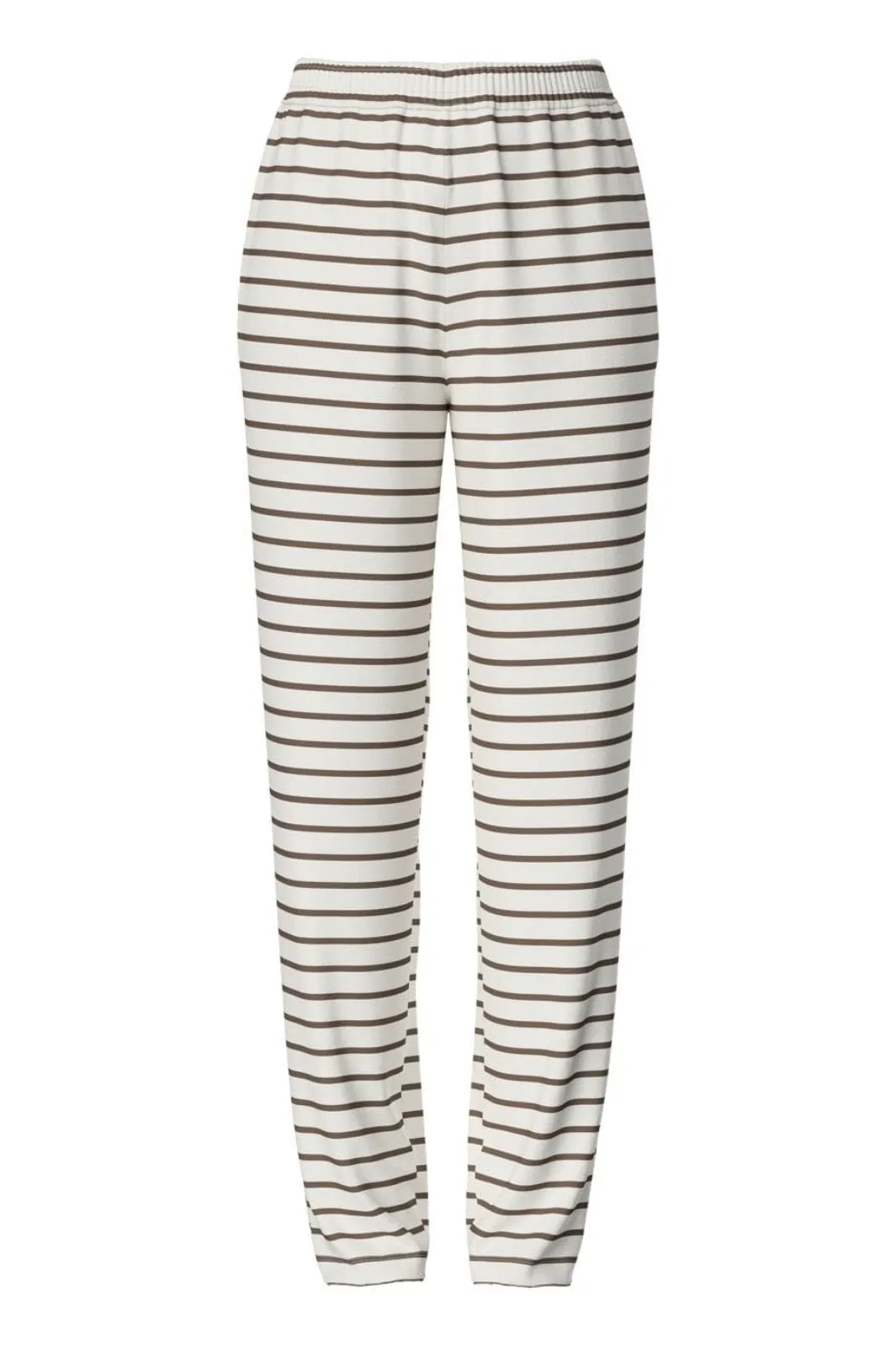 Pieces - Pcchilli Straight Stripe Pants - 4701515 Cloud Dancer Morel