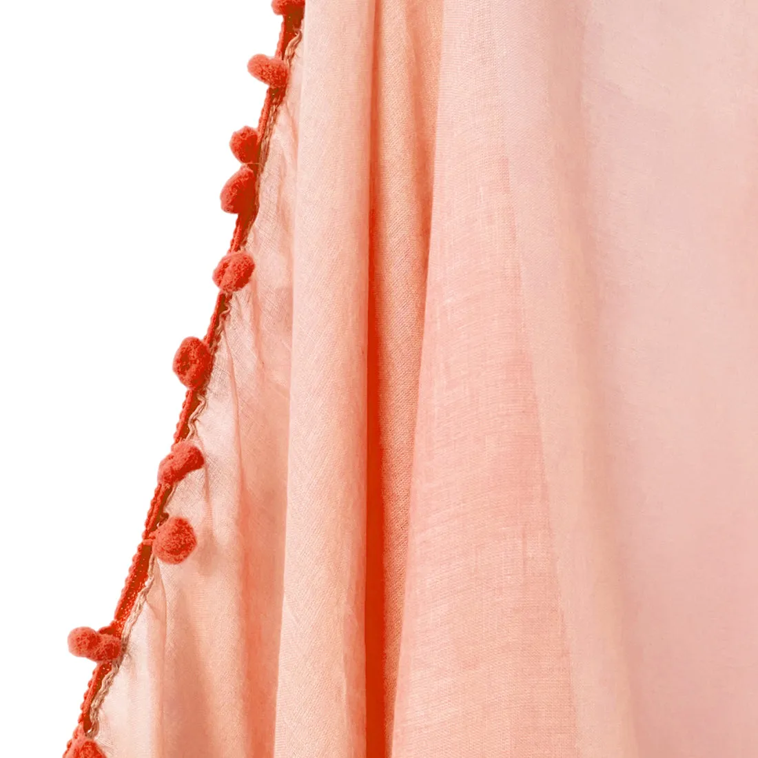 Pink Pom Pom Border Solid Viscose Scarf