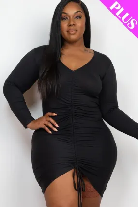 Plus Size Drawstring Ruched Dress