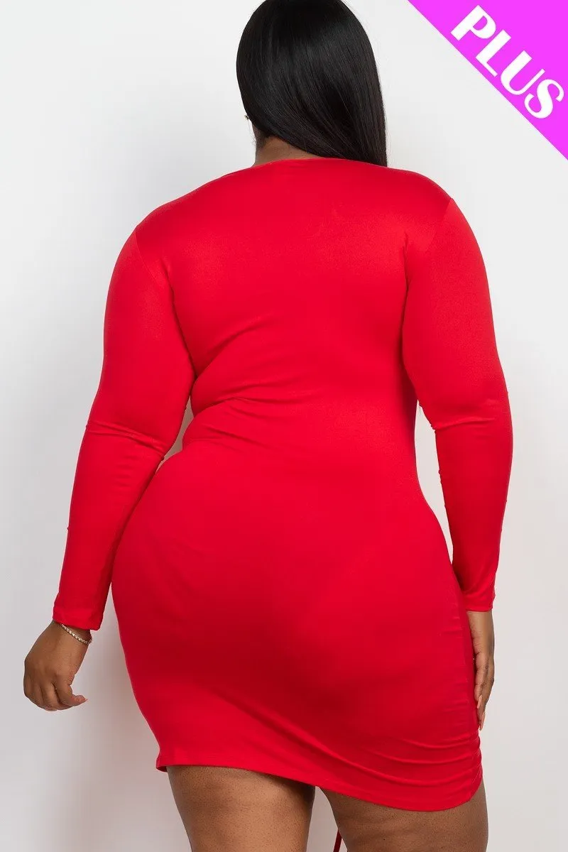 Plus Size Drawstring Ruched Dress