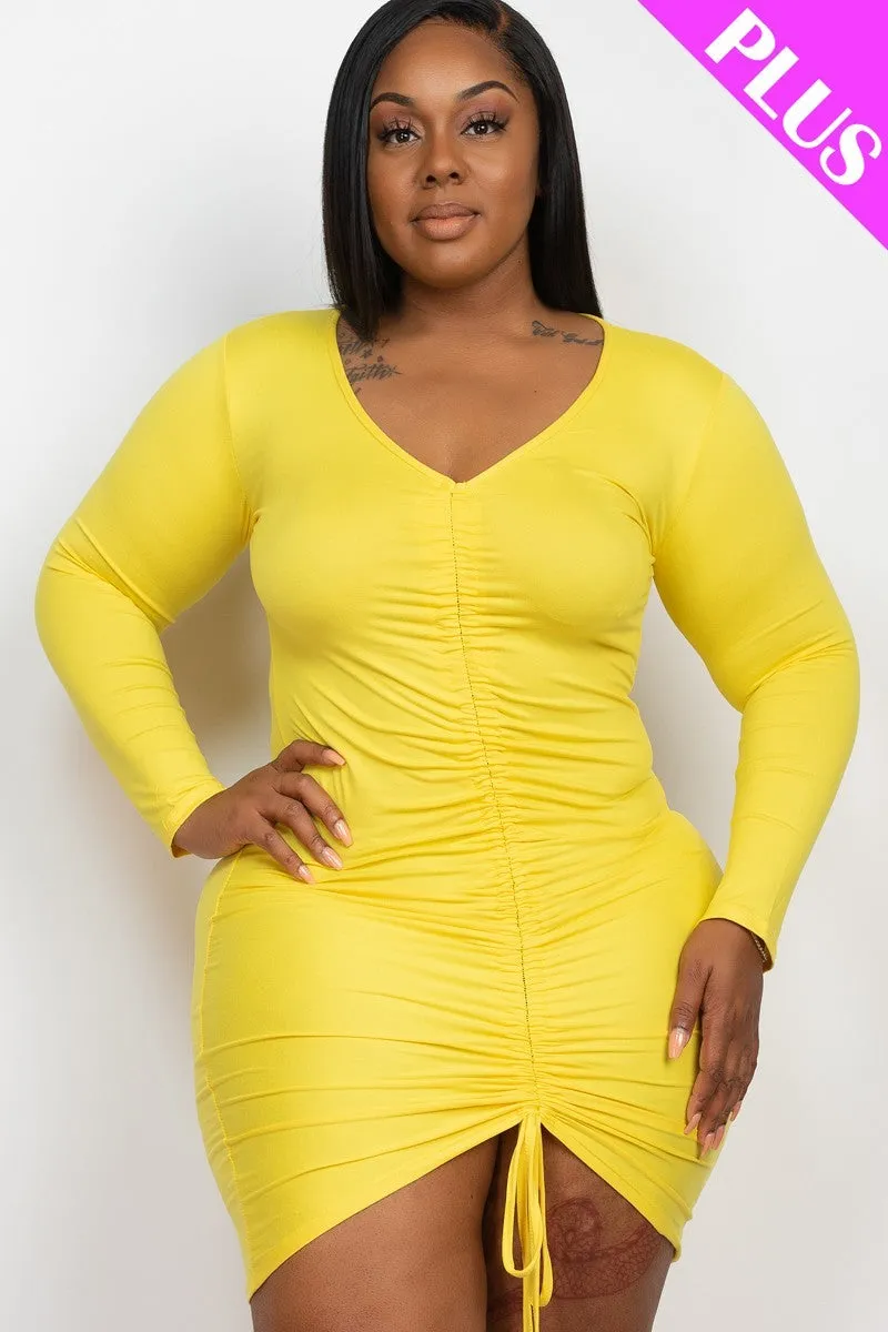 Plus Size Drawstring Ruched Dress