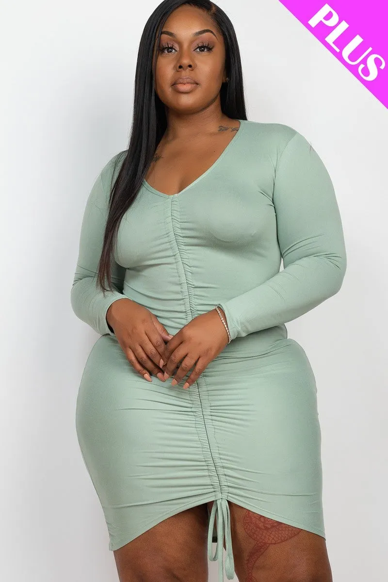 Plus Size Drawstring Ruched Dress