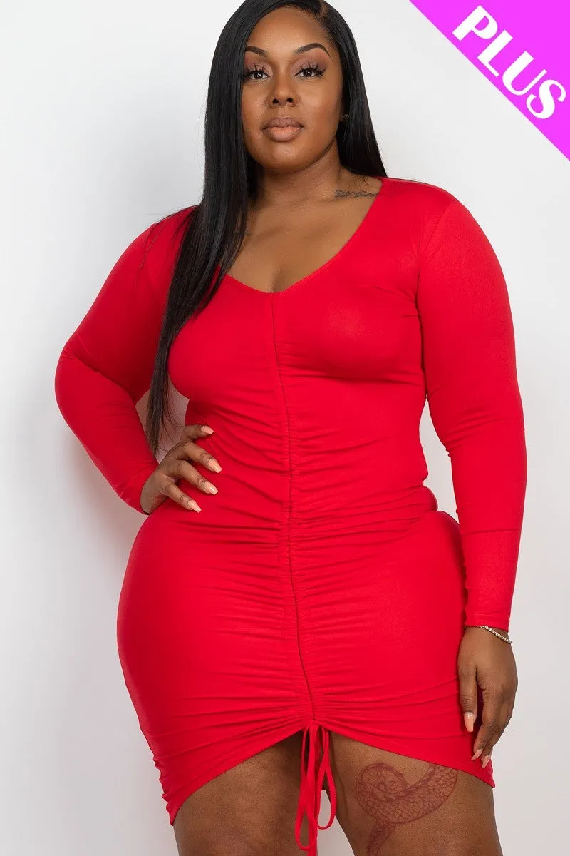 Plus Size Drawstring Ruched Dress