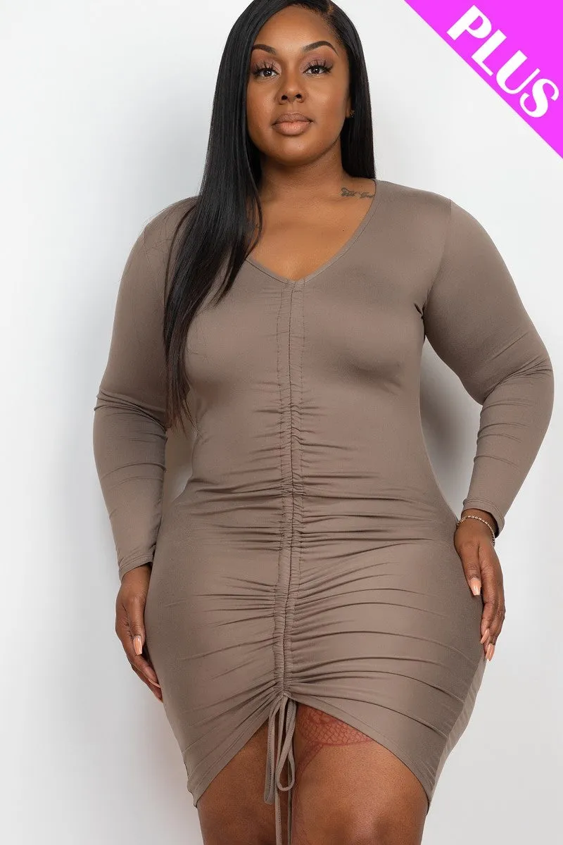 Plus Size Drawstring Ruched Dress