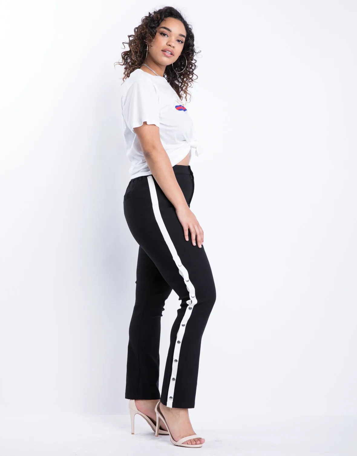 Plus Size Snap Down Track Pants