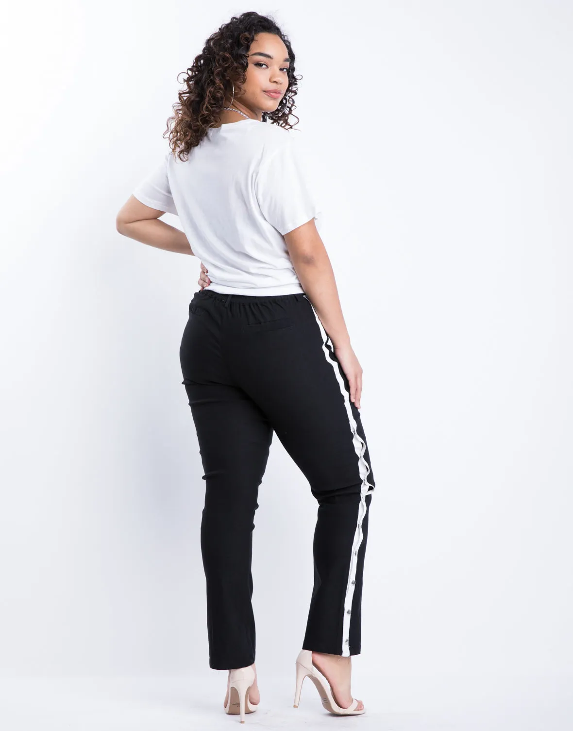 Plus Size Snap Down Track Pants