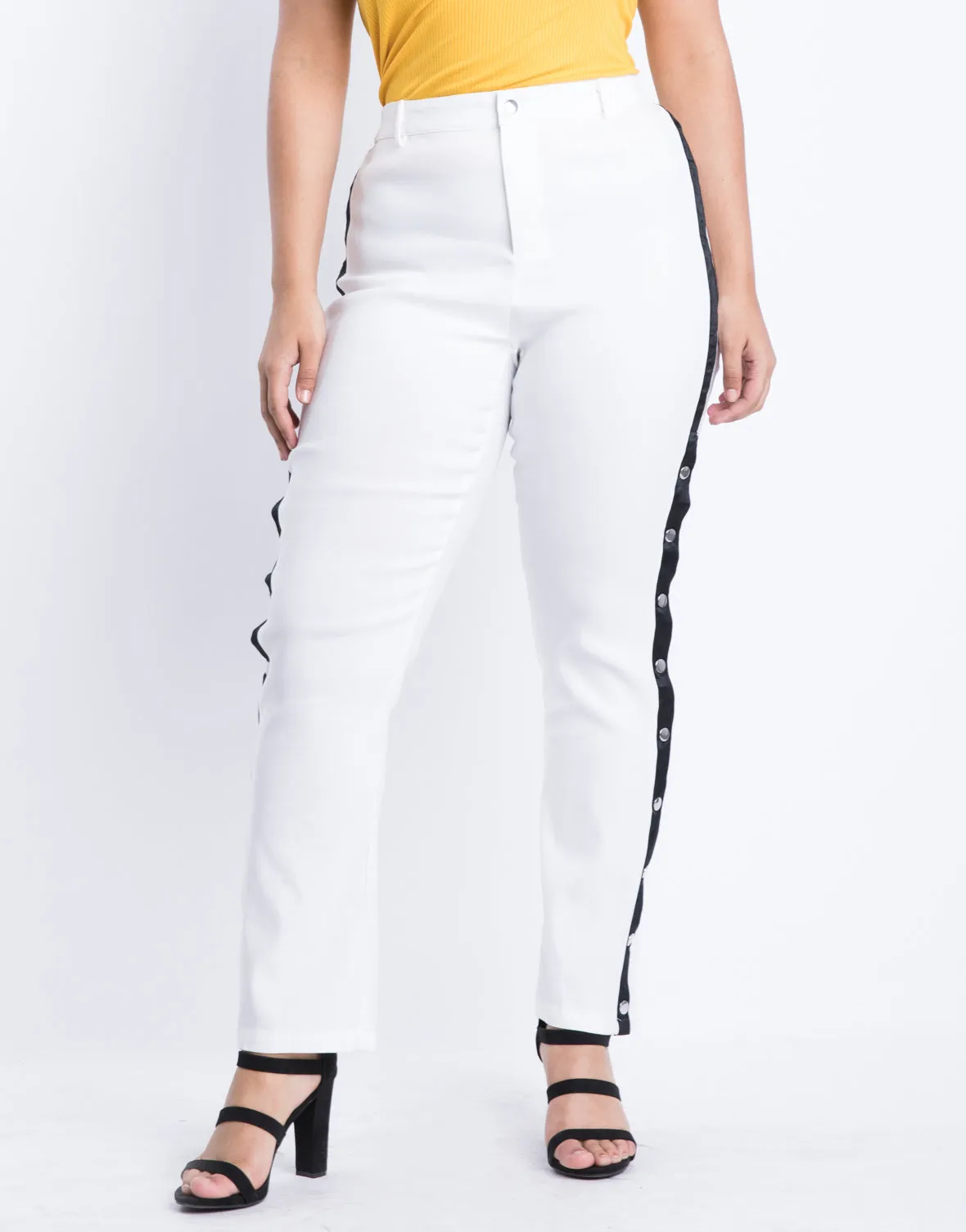 Plus Size Snap Down Track Pants