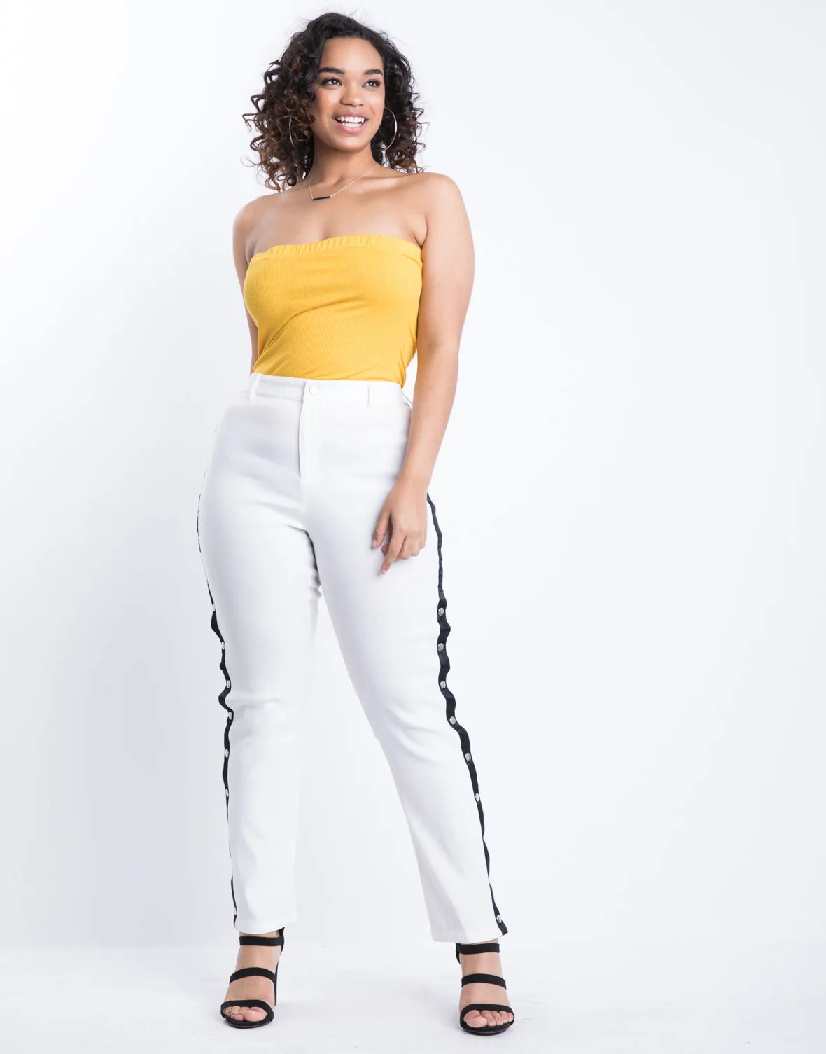 Plus Size Snap Down Track Pants