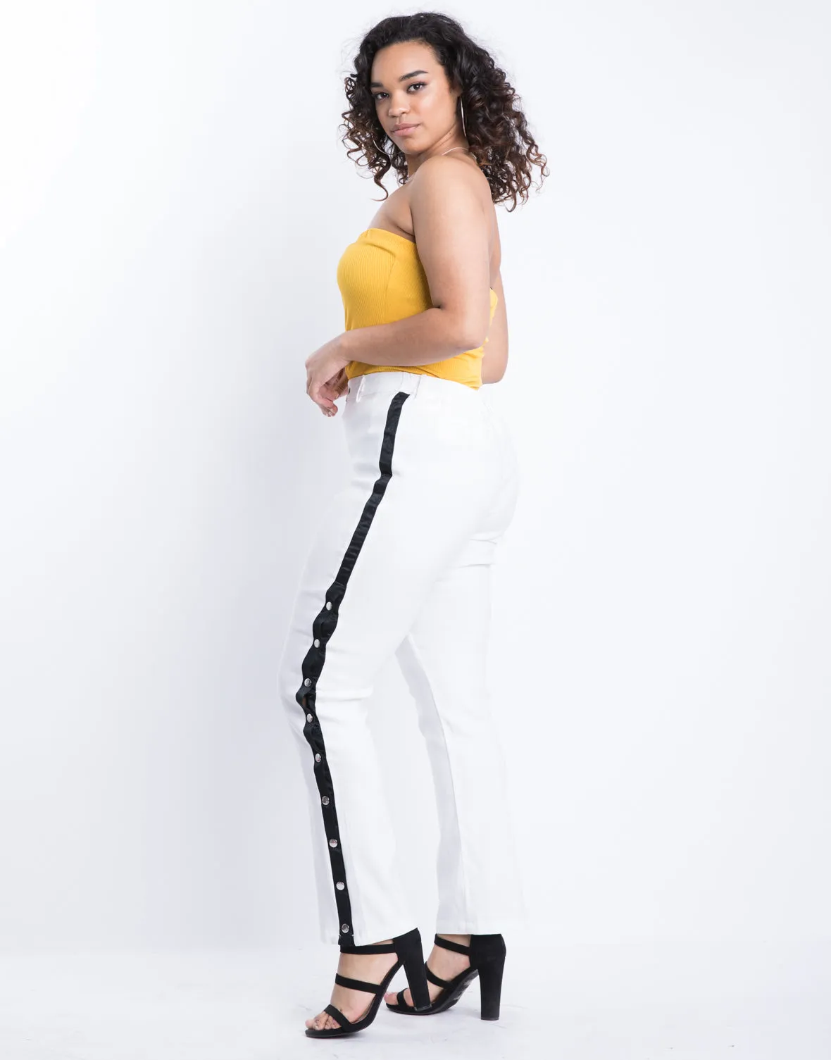 Plus Size Snap Down Track Pants