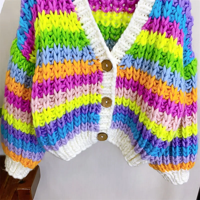 Pre Order:  Hand Woven Rainbow Striped Cardigan