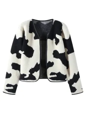 Punk Style Gothic Crop Wool Knitted Y2K Coats Fashion Color Block Long Sleeve Woman Cardigan Jackets Warm Streetwear 2023 C-142