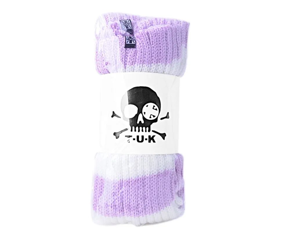 Purple & White Stripe Knit Leg Warmer