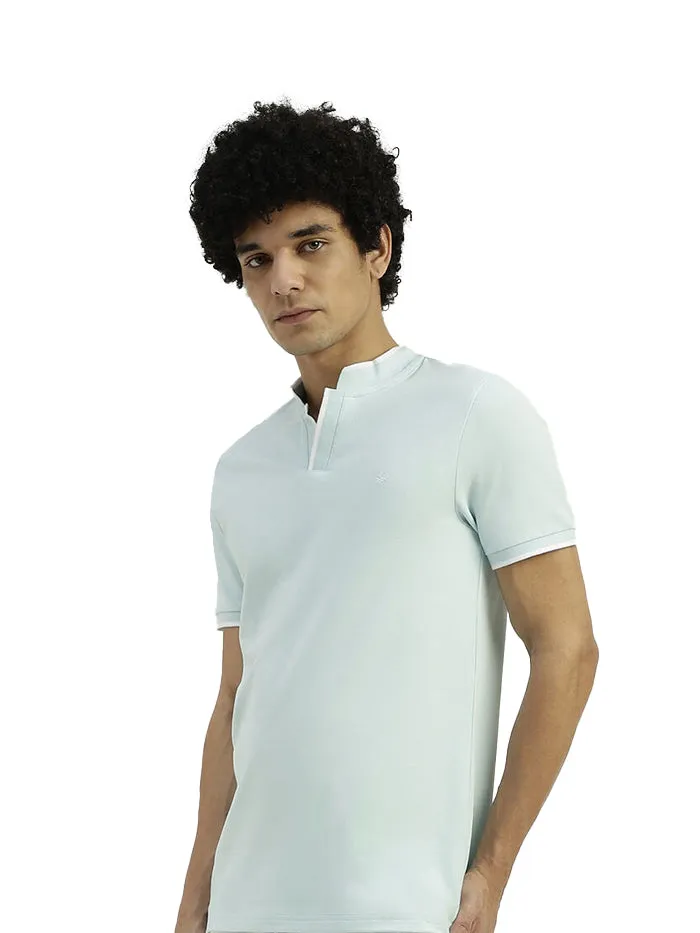 REGULAR FIT HENLEY NECK SOLID T-SHIRT