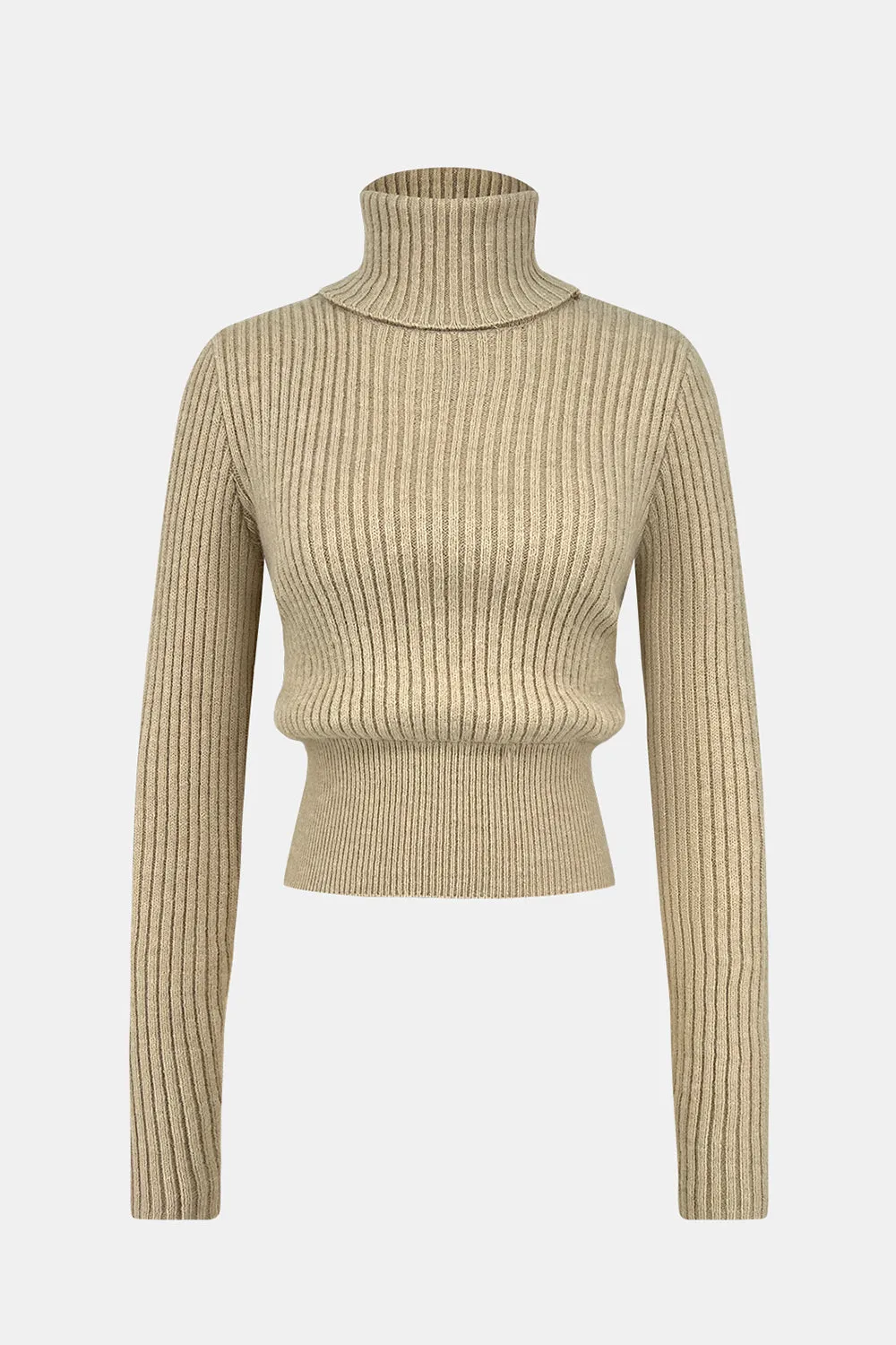 Ribbed Turtleneck Long Sleeve Sweater