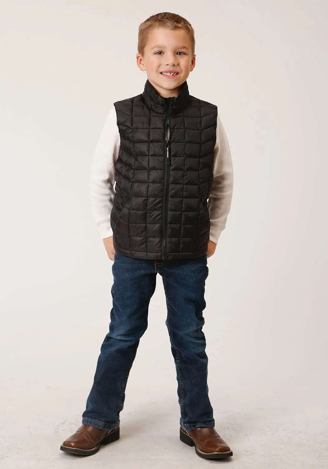 Roper Boys Crushable Parachute Black 100% Nylon Softshell Vest