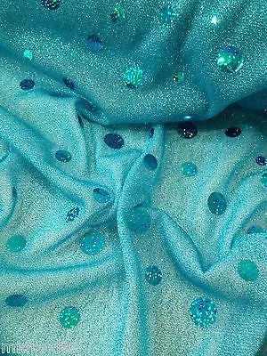 Round Hologram Sequin 58" fancy dress prom knit fabric M154 Midtex