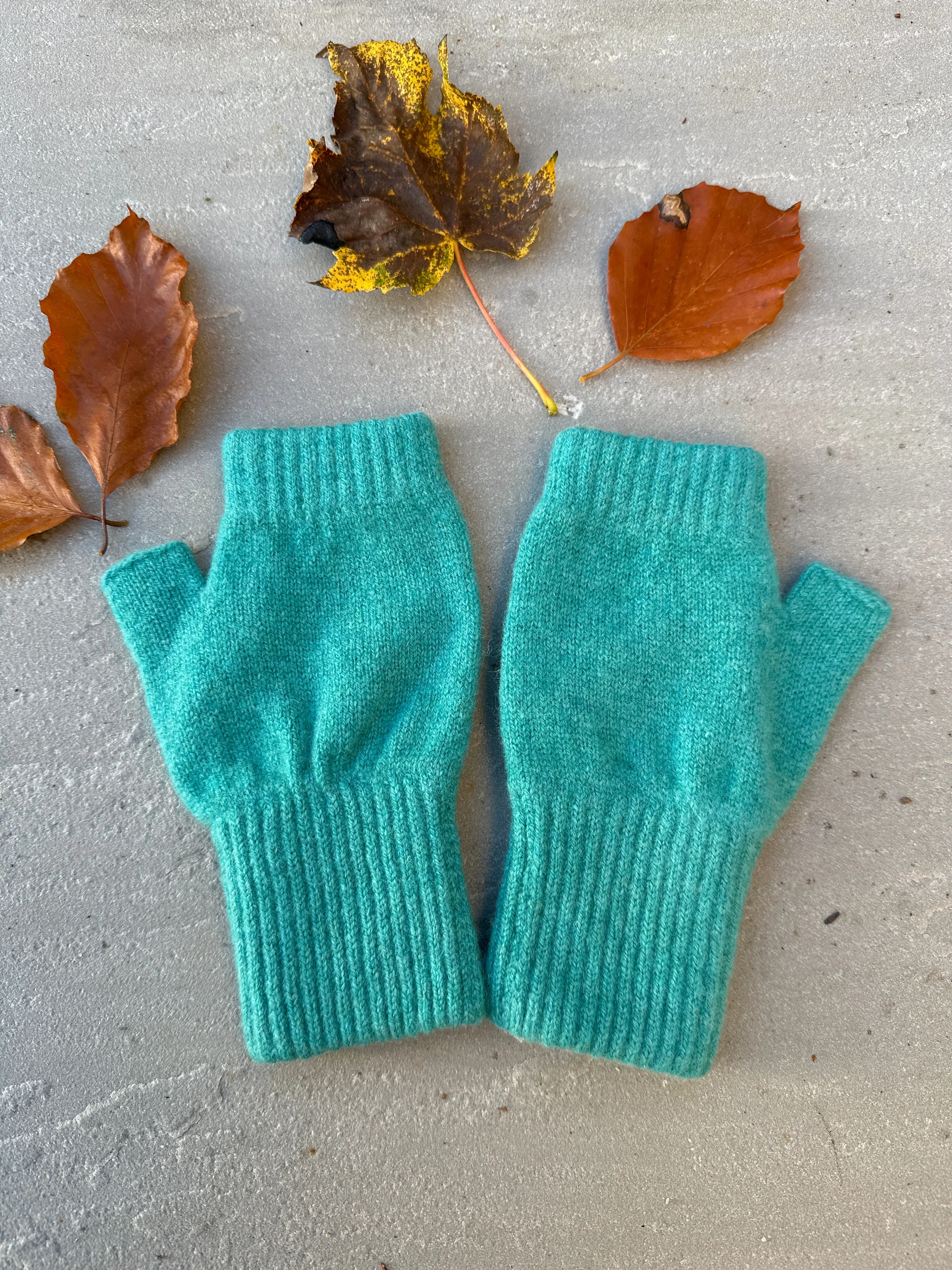 Scottish Fingerless Gloves Vibrant Turquoise