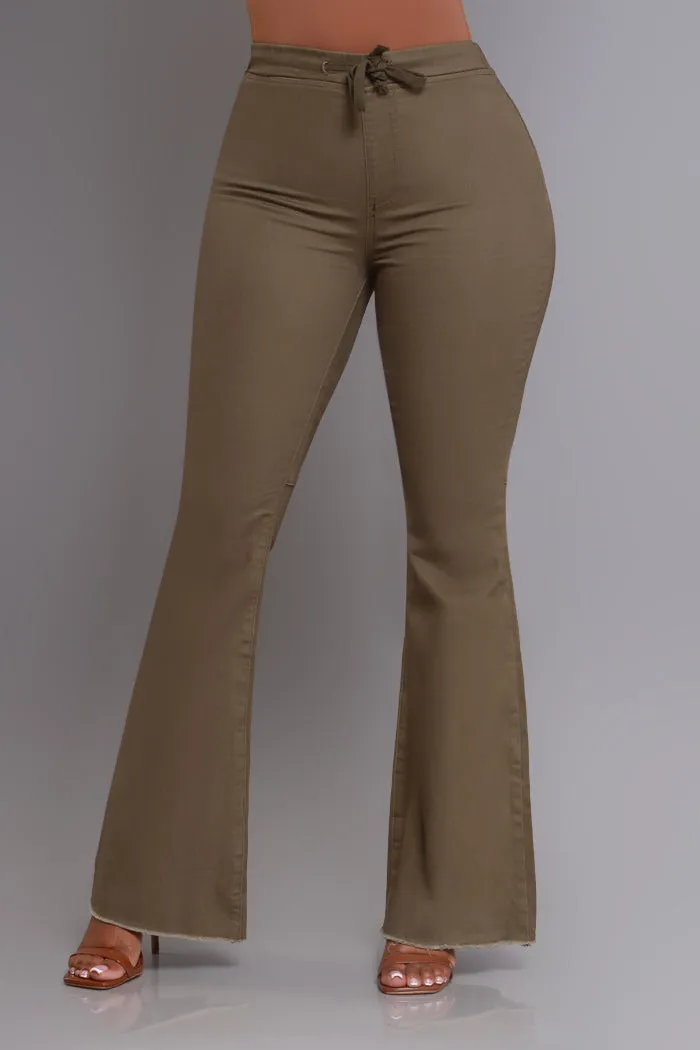 Seek Shelter High Rise Pull-On Flared Pants - Olive