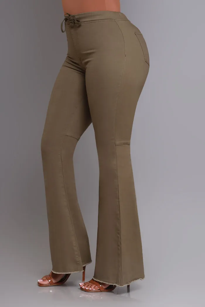 Seek Shelter High Rise Pull-On Flared Pants - Olive