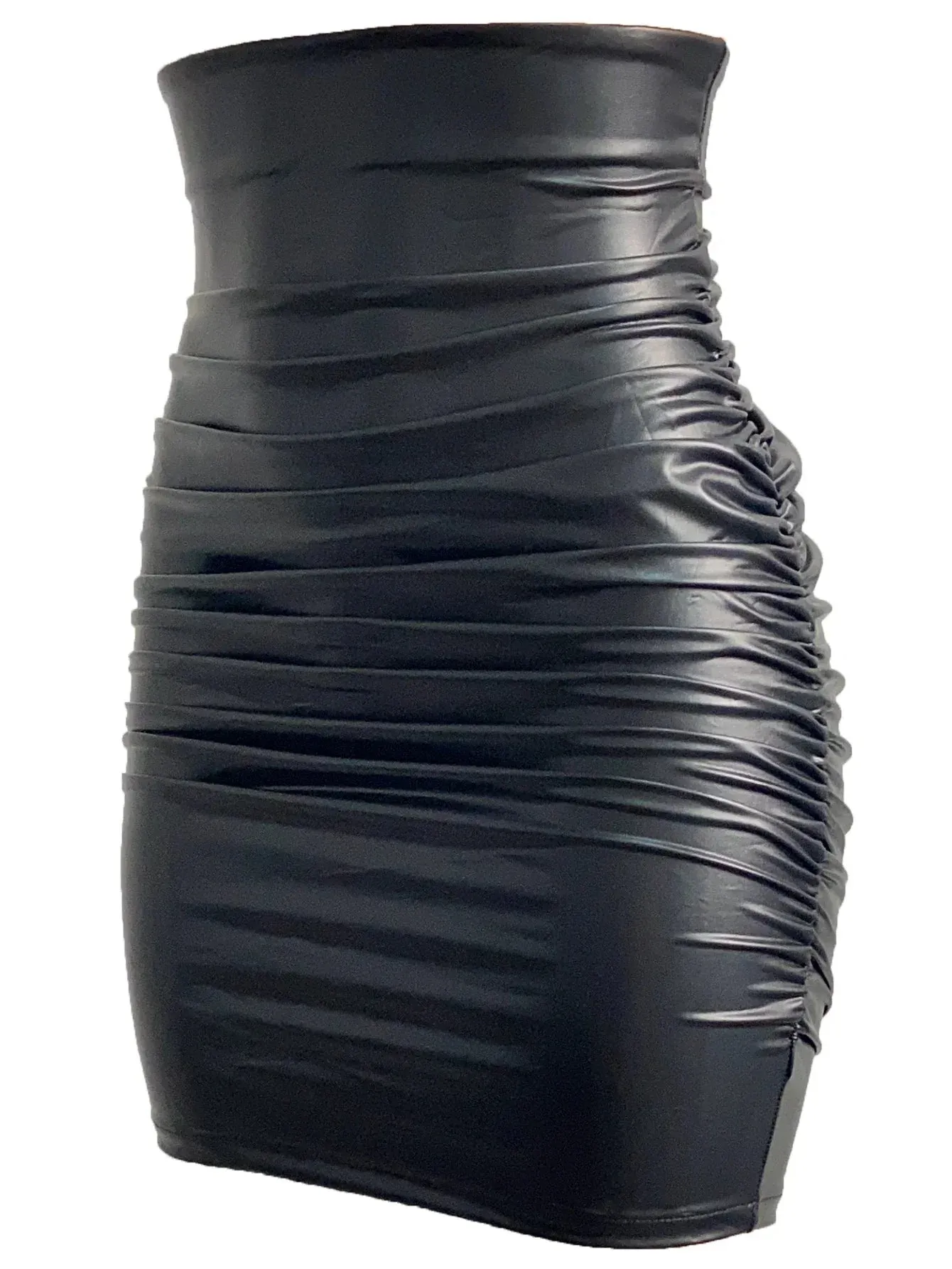 Sexy Skinny HighWaist Black Faux Leather Skirt