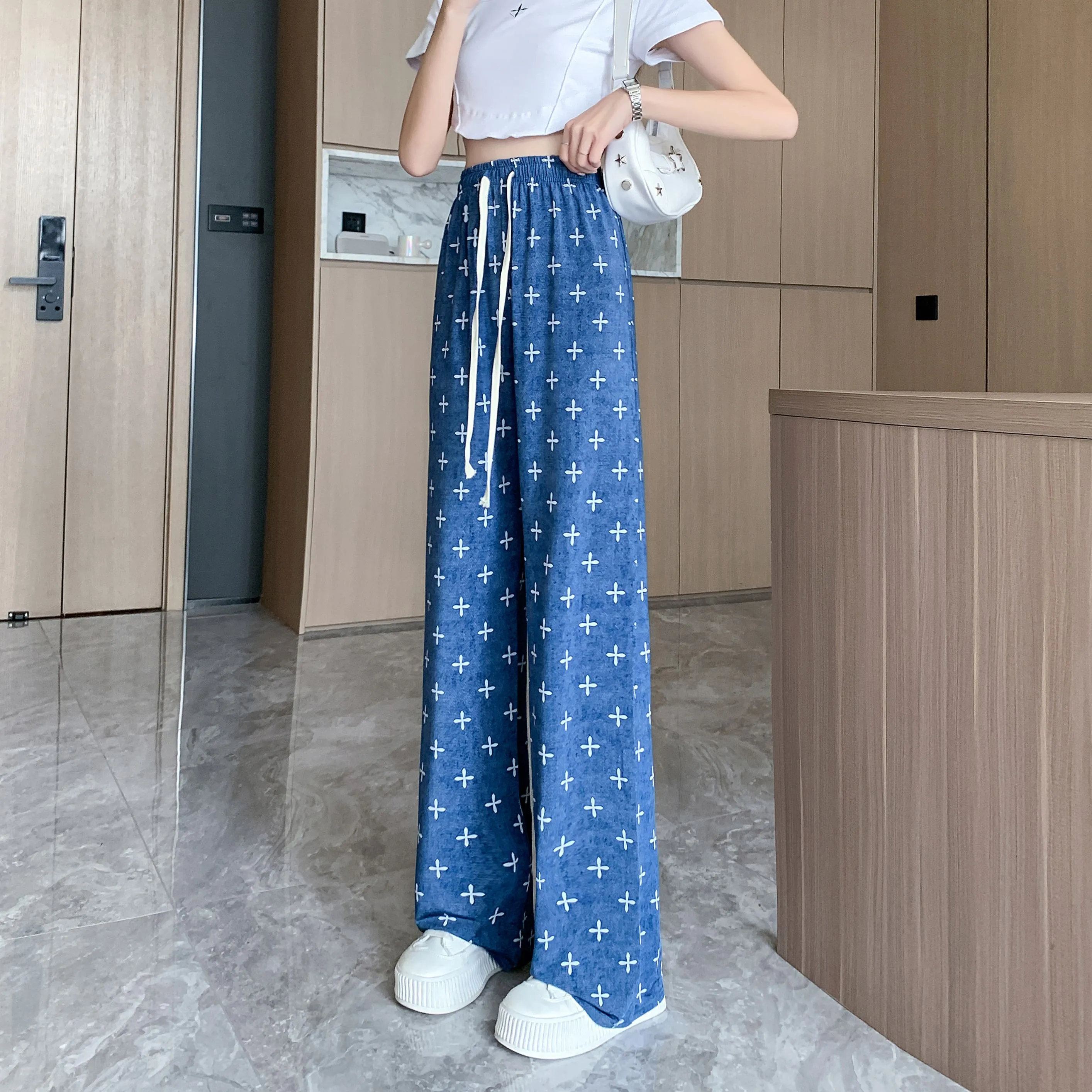 Silky Slimming High-Waisted Straight Leg Loose Fit Denim Thickness Pants