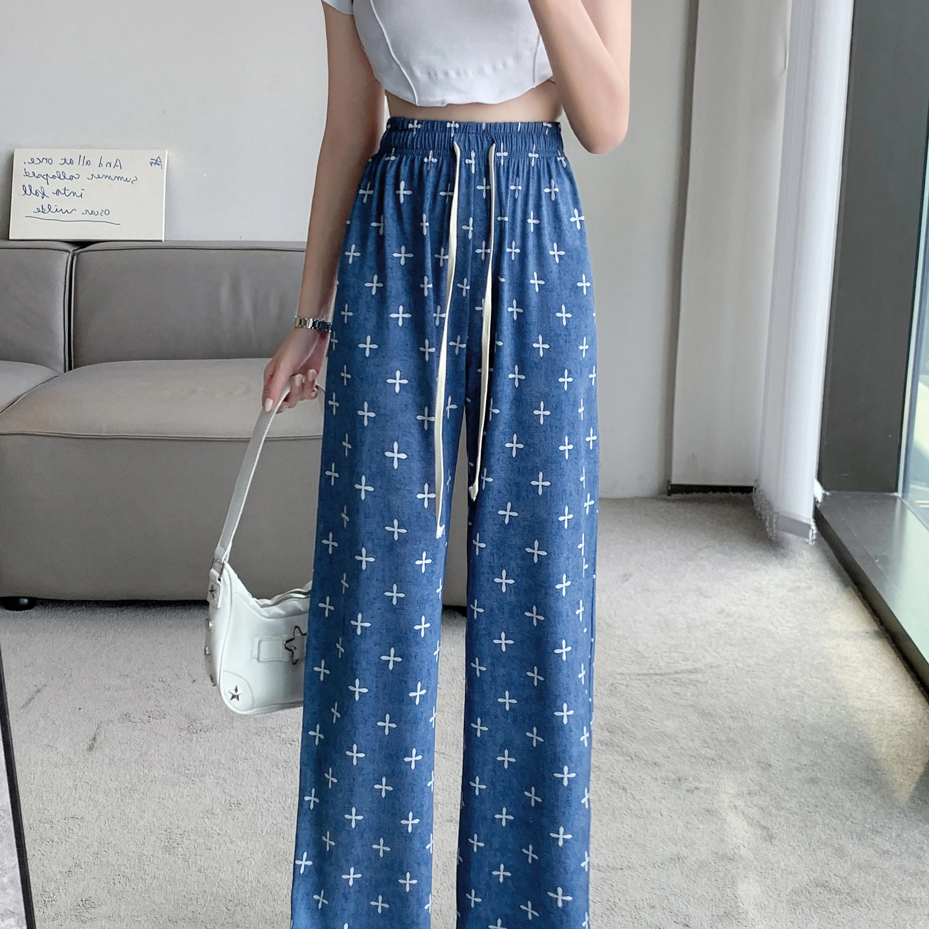 Silky Slimming High-Waisted Straight Leg Loose Fit Denim Thickness Pants