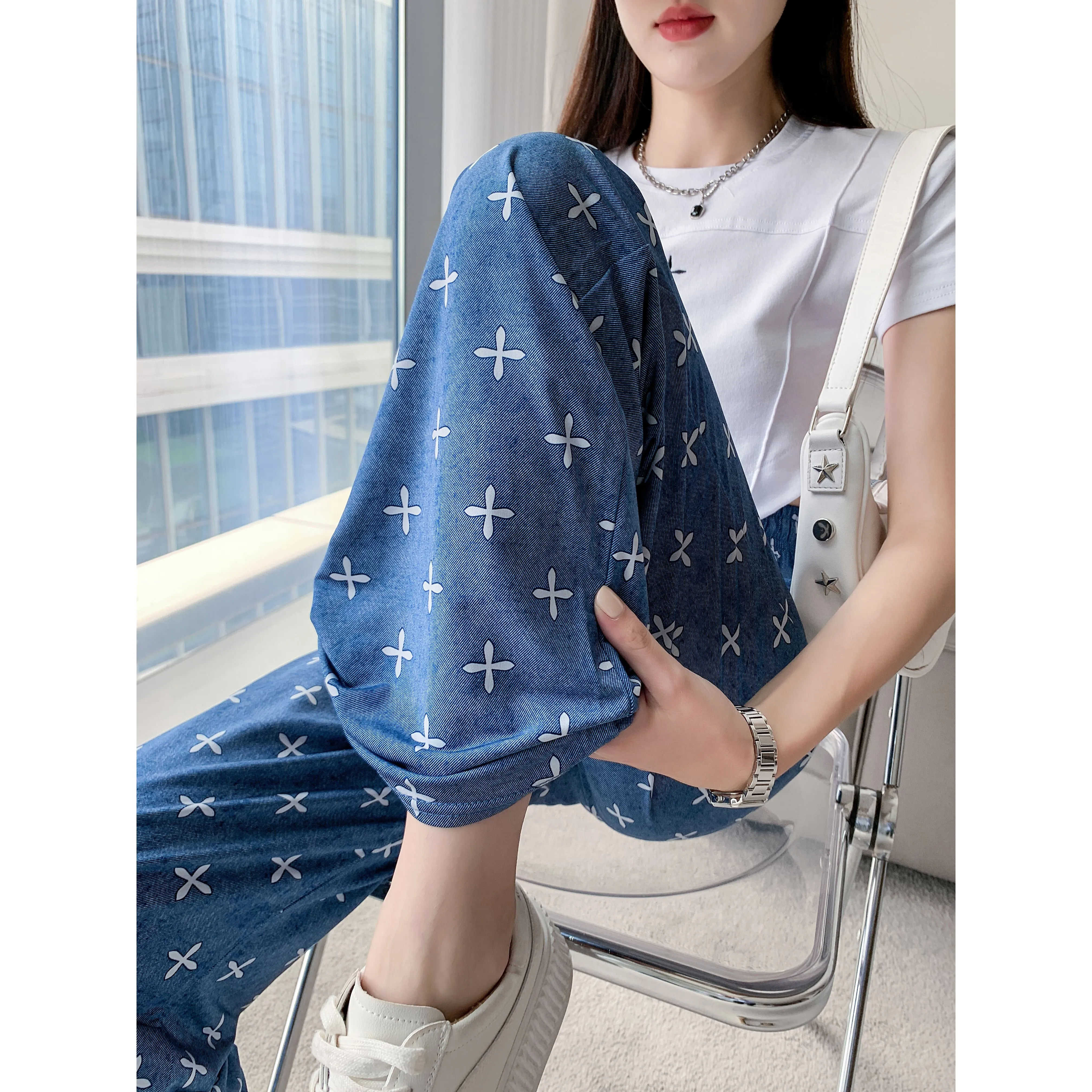 Silky Slimming High-Waisted Straight Leg Loose Fit Denim Thickness Pants