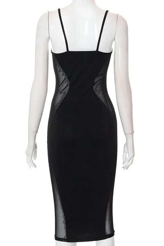 Sling Wrap Breast Mesh Panel Dress