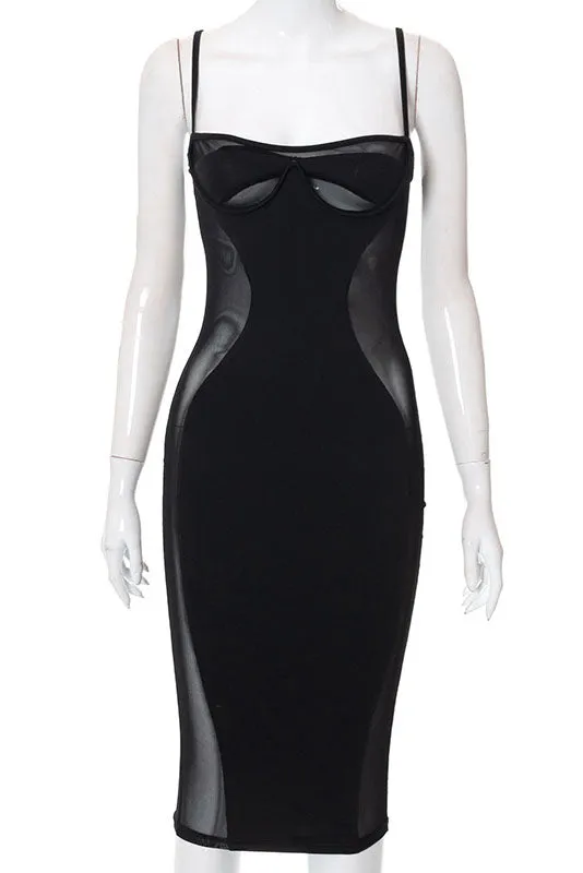 Sling Wrap Breast Mesh Panel Dress