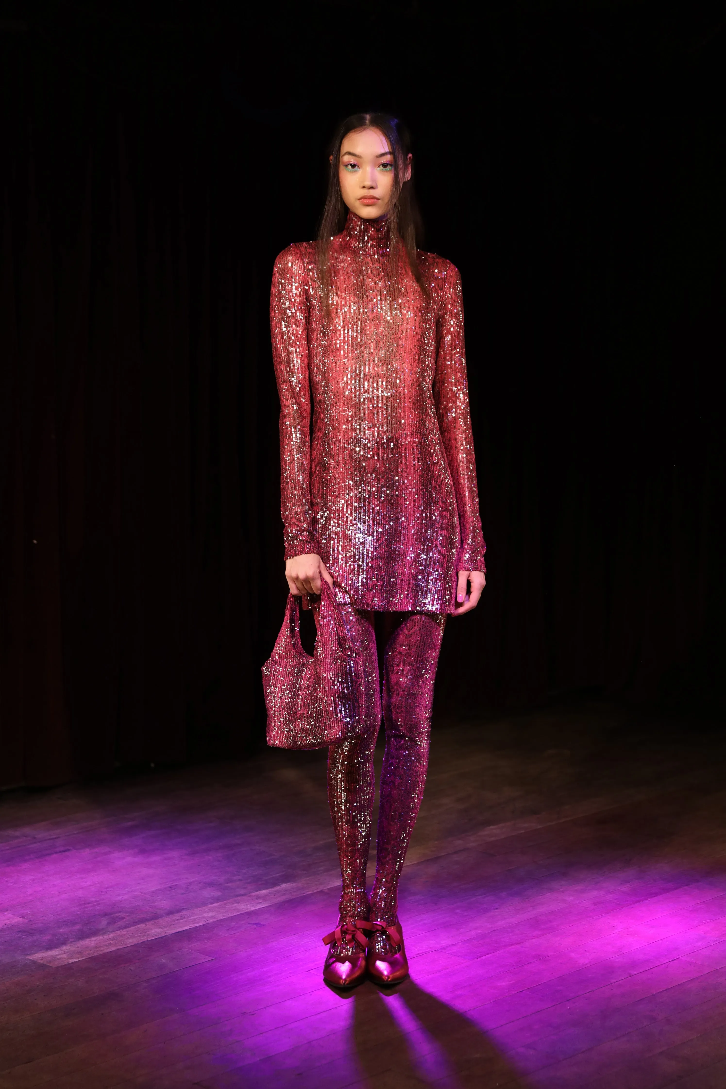 Snakeskin Sequin Turtleneck Dress