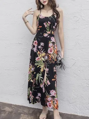 Spagetti Neckline Maxi Floral Beach Bohemia Dress